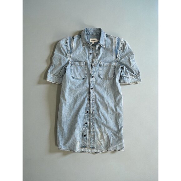 FRAME Dresses & Skirts - FRAME Light Wash Denim Button Down Dress Size X Small